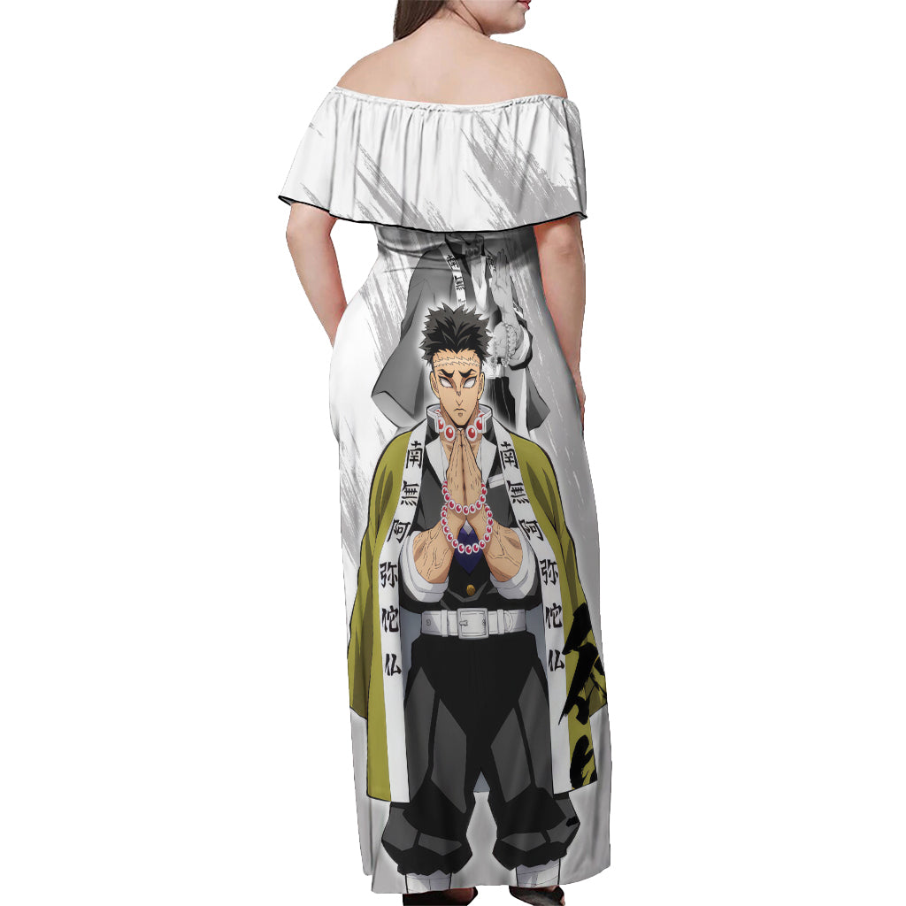 Gyomei Himejima Off Shoulder Maxi Dress Demon Slayer