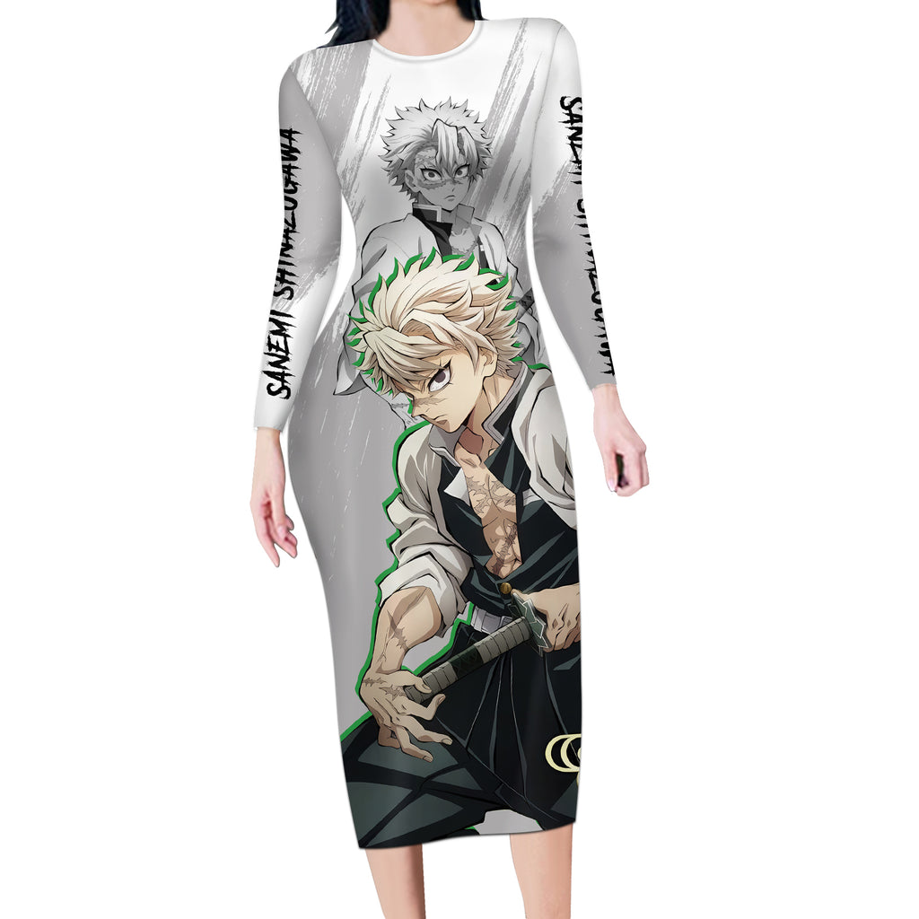 Sanemi Shinazugawa Long Sleeve Bodycon Dress Demon Slayer