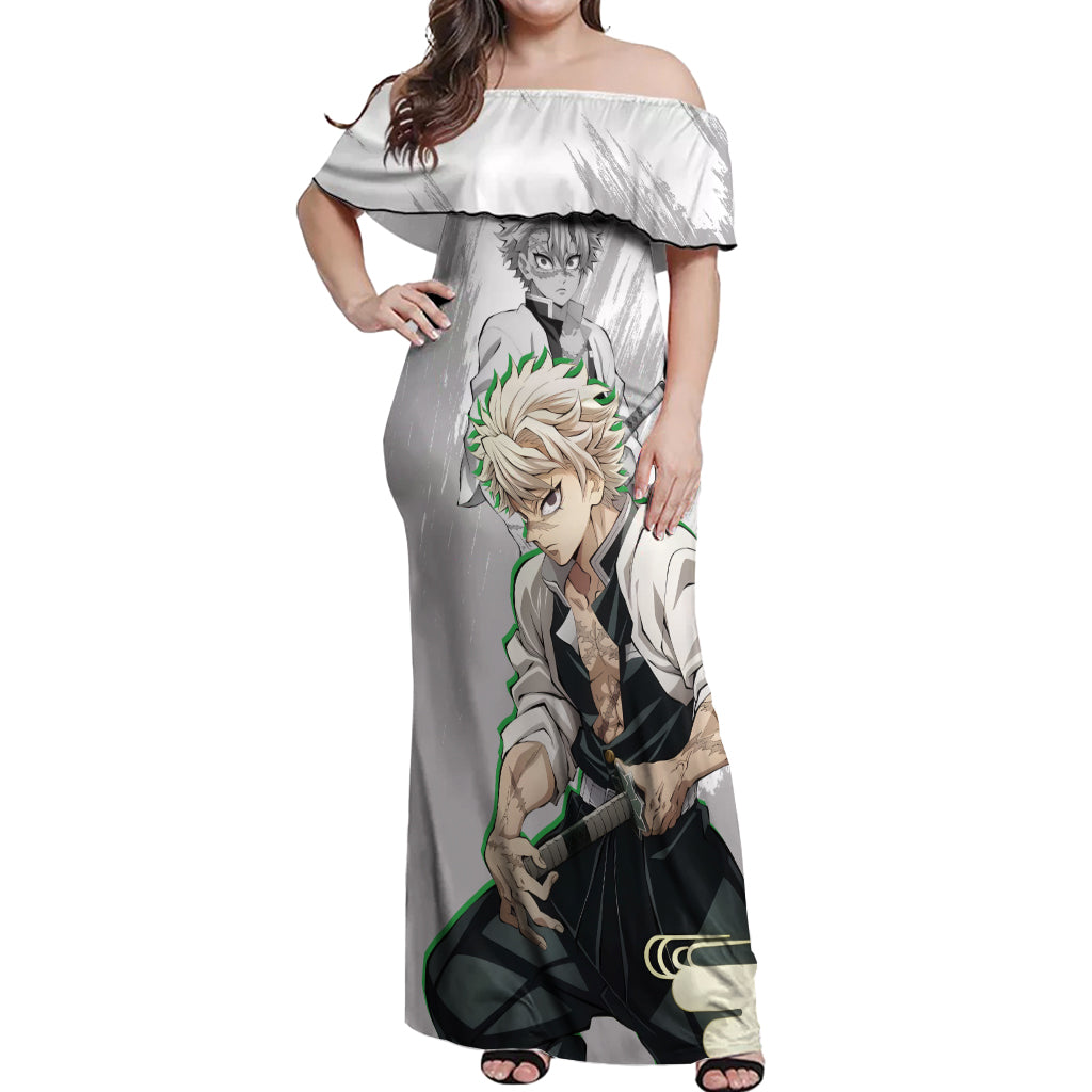 Sanemi Shinazugawa Off Shoulder Maxi Dress Demon Slayer