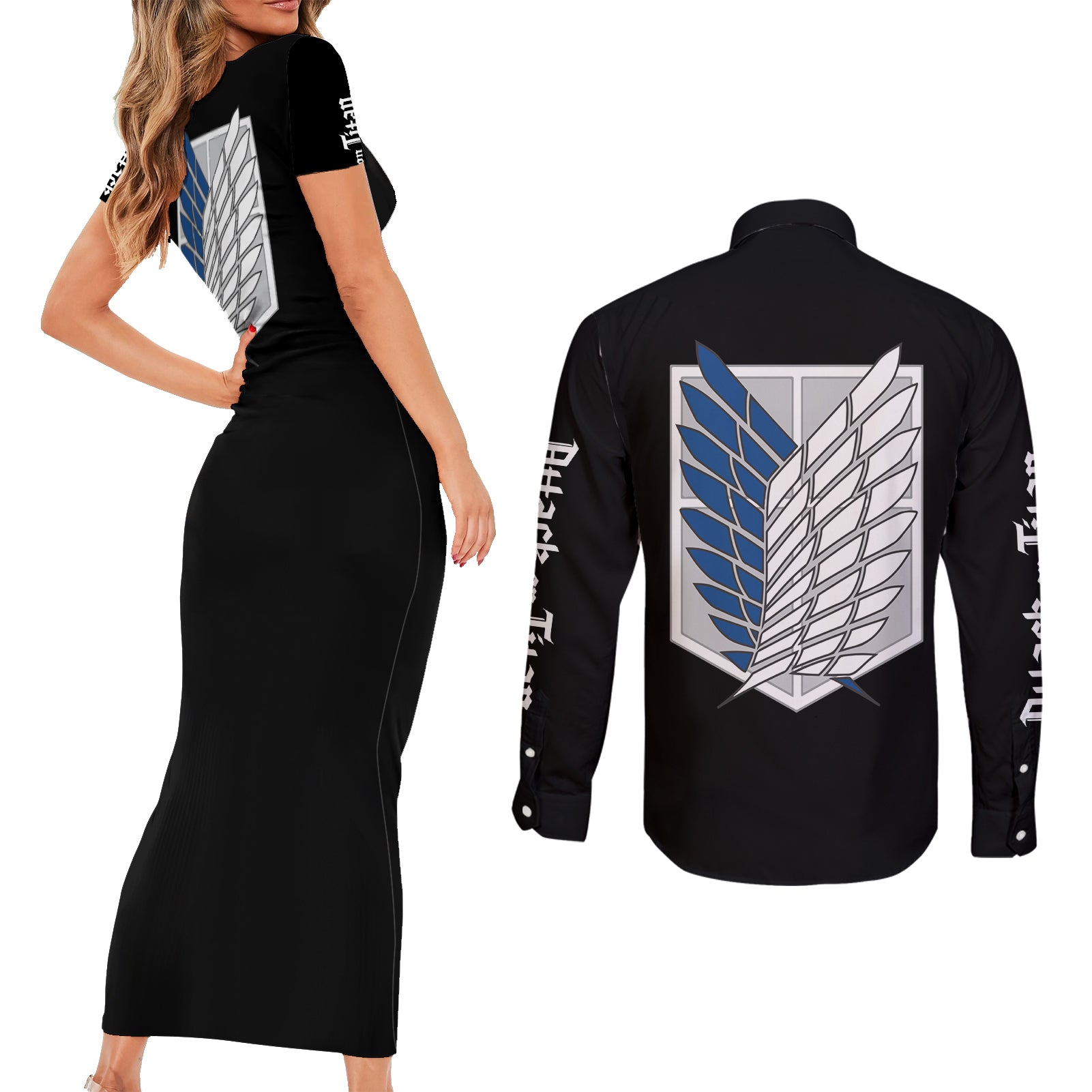 Armin Arlert Couples Matching Short Sleeve Bodycon Dress and Long Sleeve Button Shirt Attack On Titan
