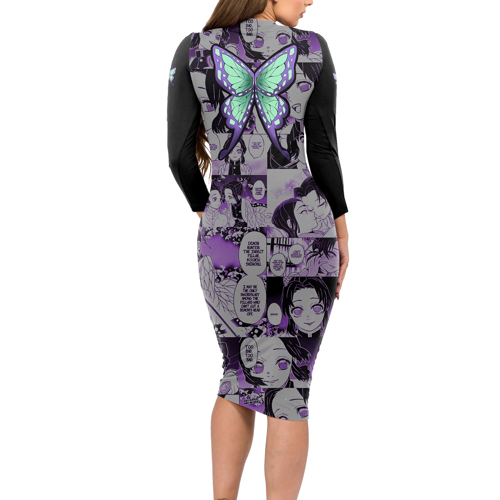 His Shinobu Long Sleeve Bodycon Dress Personalized Valentine's