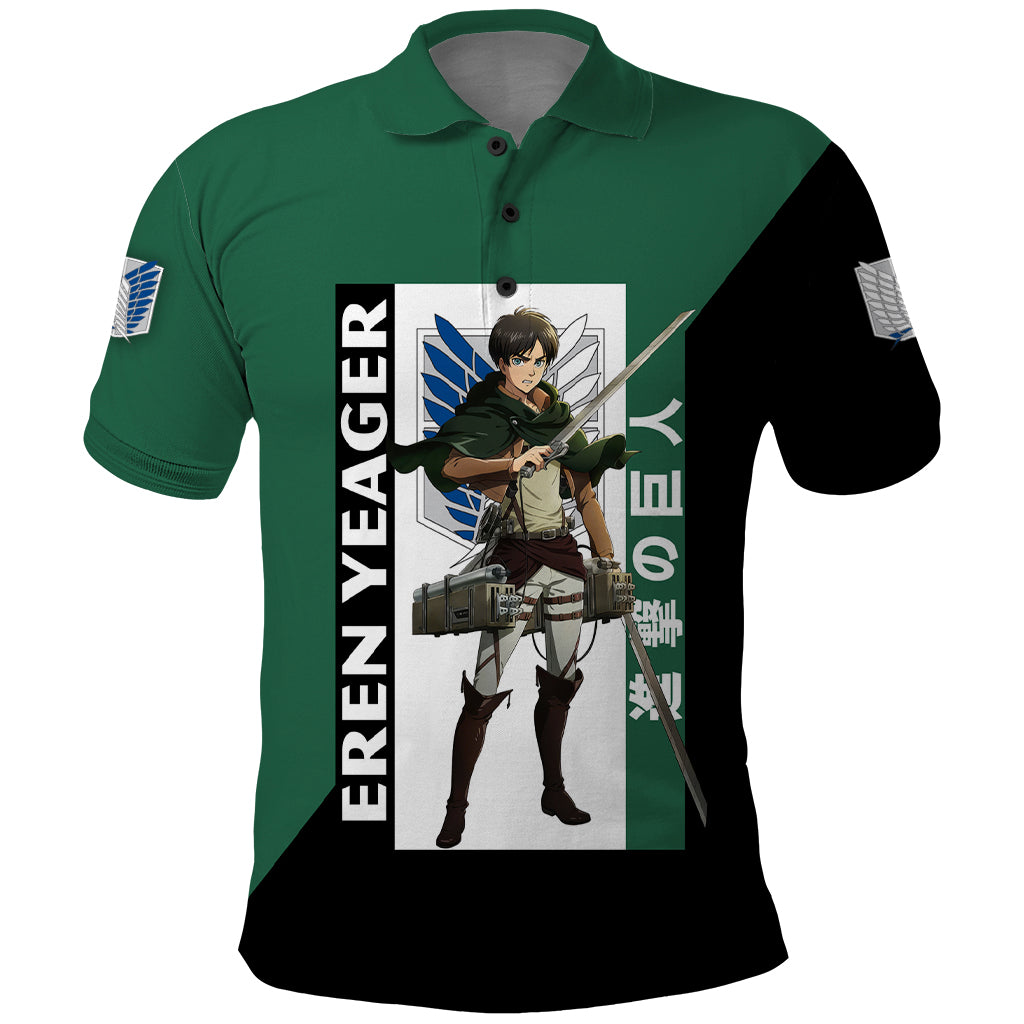 Eren Yeager Polo Shirt Attack On Tittan Anime Style
