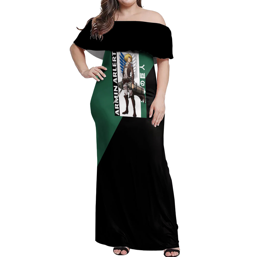 Armin Arlert Off Shoulder Maxi Dress Attack On Titan Anime Style