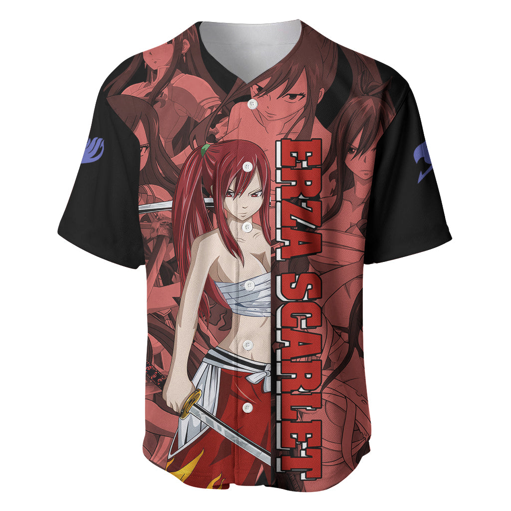 Erza Scarlet Fairy Tail Baseball Jersey Anime Mix Manga Style