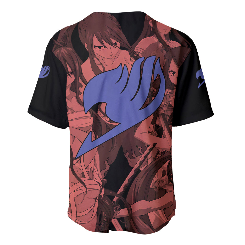 Erza Scarlet Fairy Tail Baseball Jersey Anime Mix Manga Style