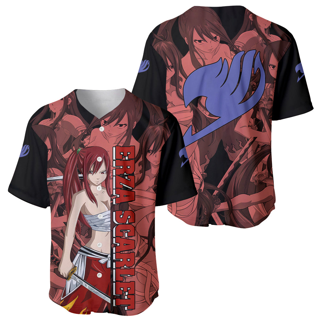 Erza Scarlet Fairy Tail Baseball Jersey Anime Mix Manga Style
