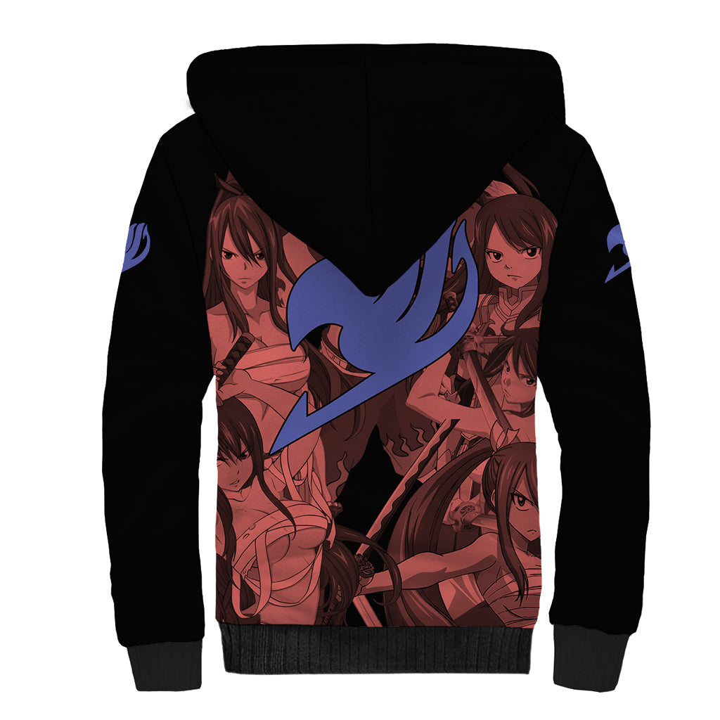 Erza Scarlet Fairy Tail Sherpa Hoodie Anime Mix Manga Style