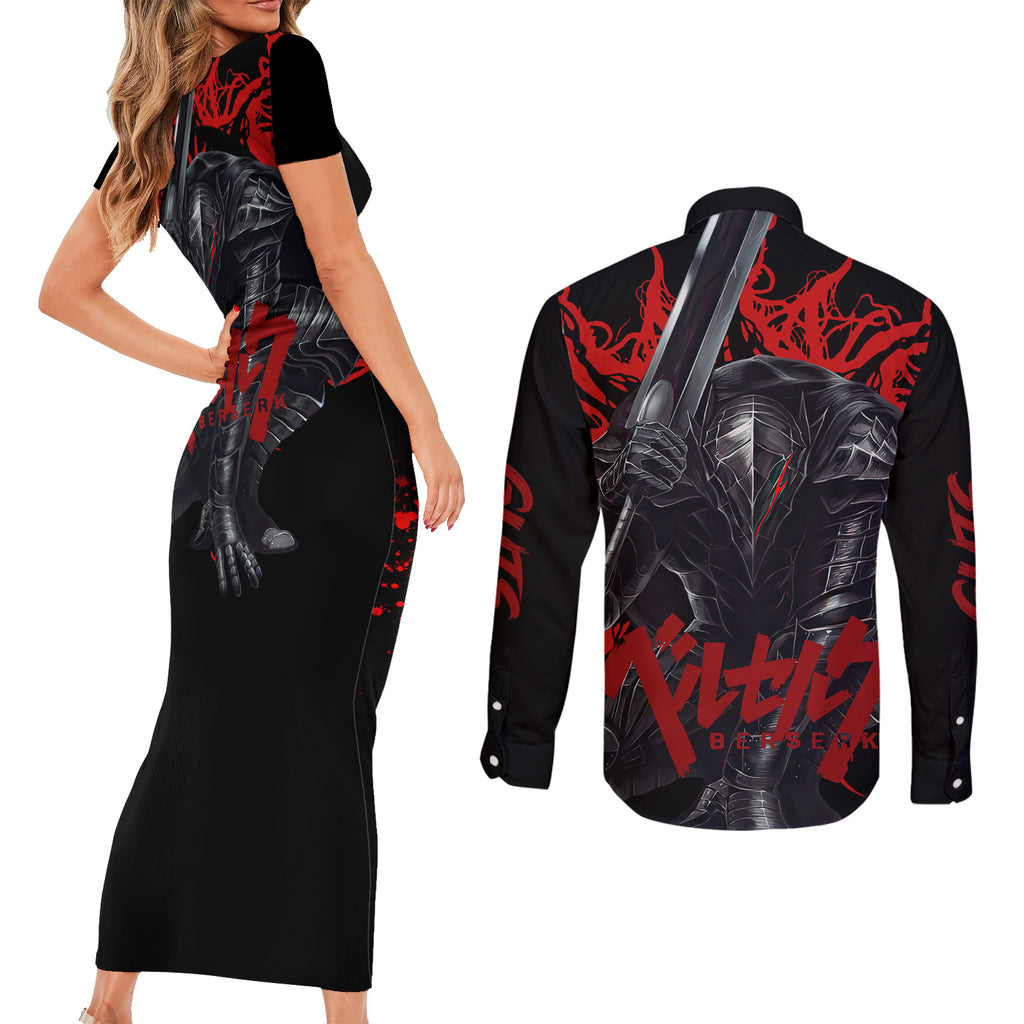 Guts Couples Matching Short Sleeve Bodycon Dress and Long Sleeve Button Shirt Berserk
