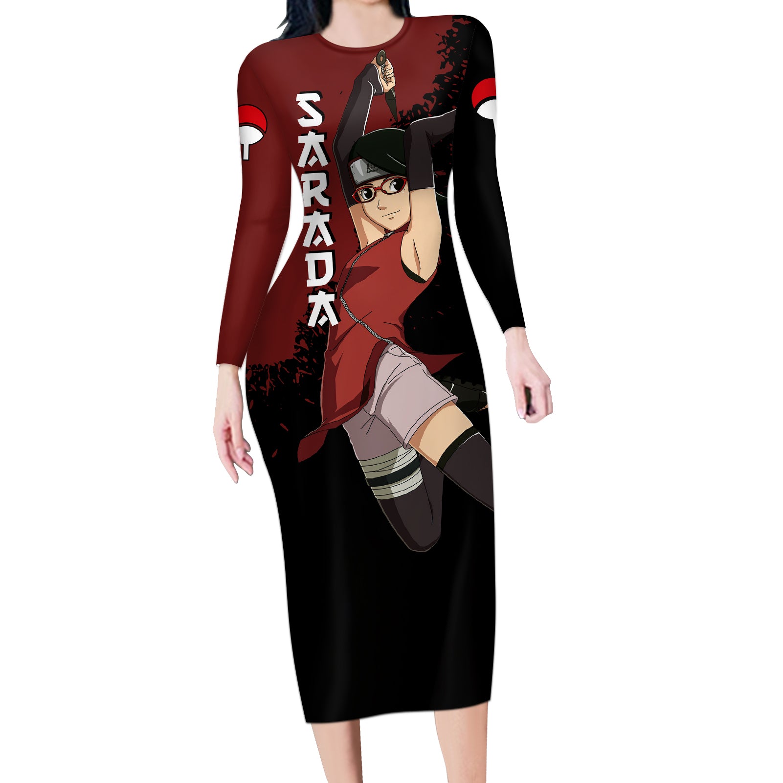 Sarada Uchiha Long Sleeve Bodycon Dress Boruto
