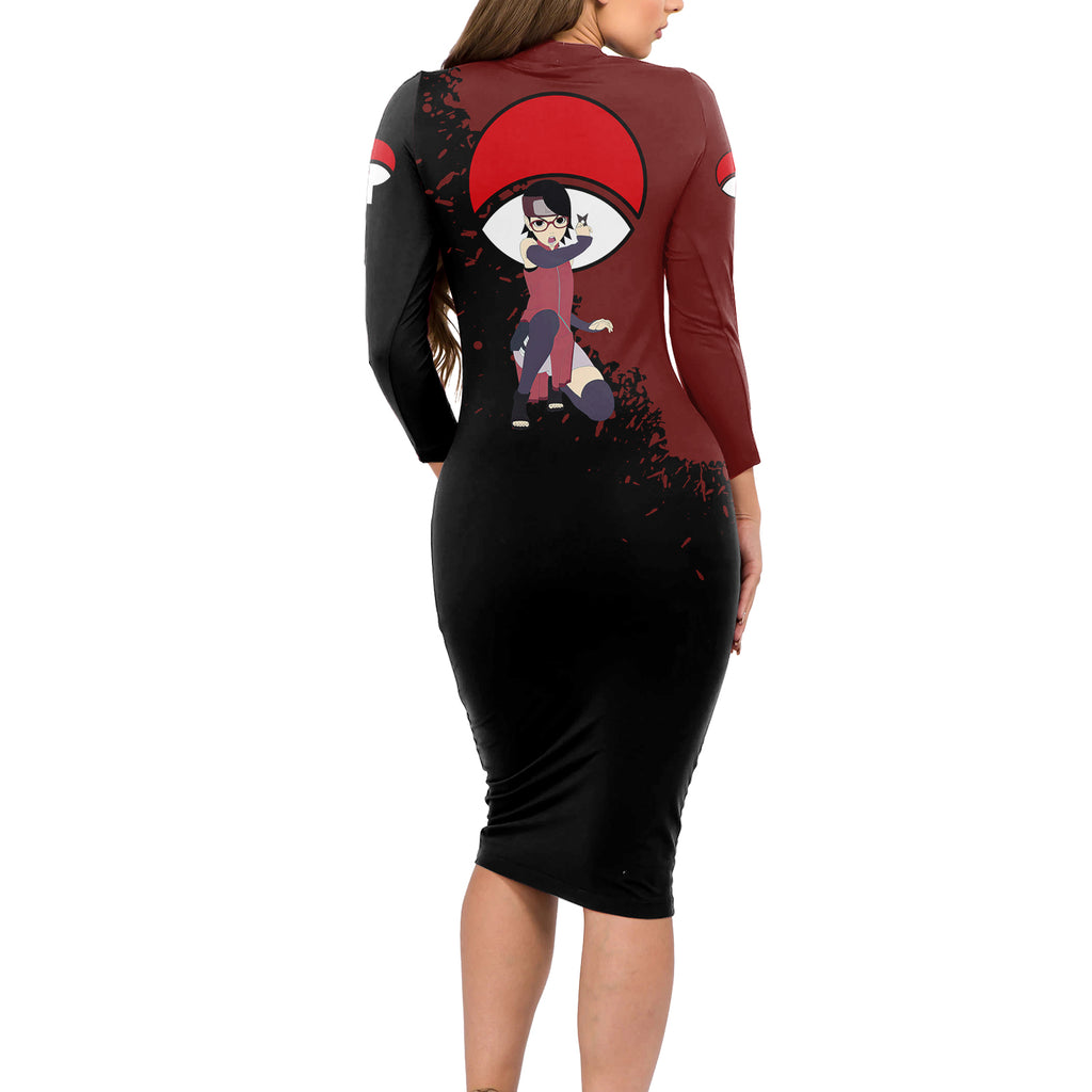 Sarada Uchiha Long Sleeve Bodycon Dress Boruto