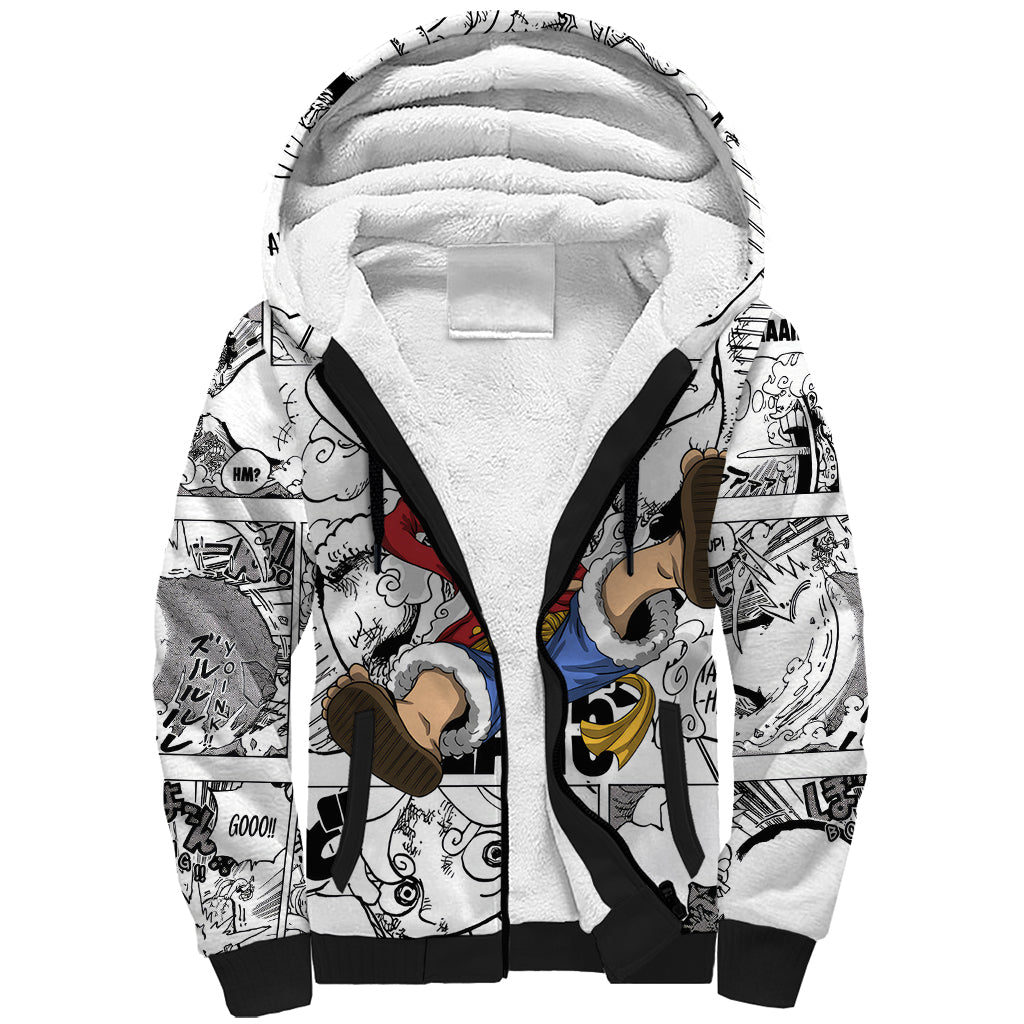 Luffy Gear 5 Awakening - One Piece Sherpa Hoodie Anime Mix Manga Style