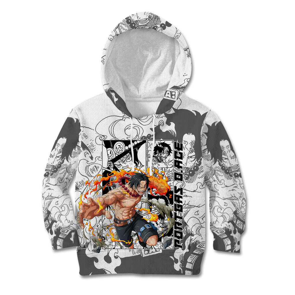 Portgas D.Ace - One Piece Kid Hoodie Anime Mix Manga Style