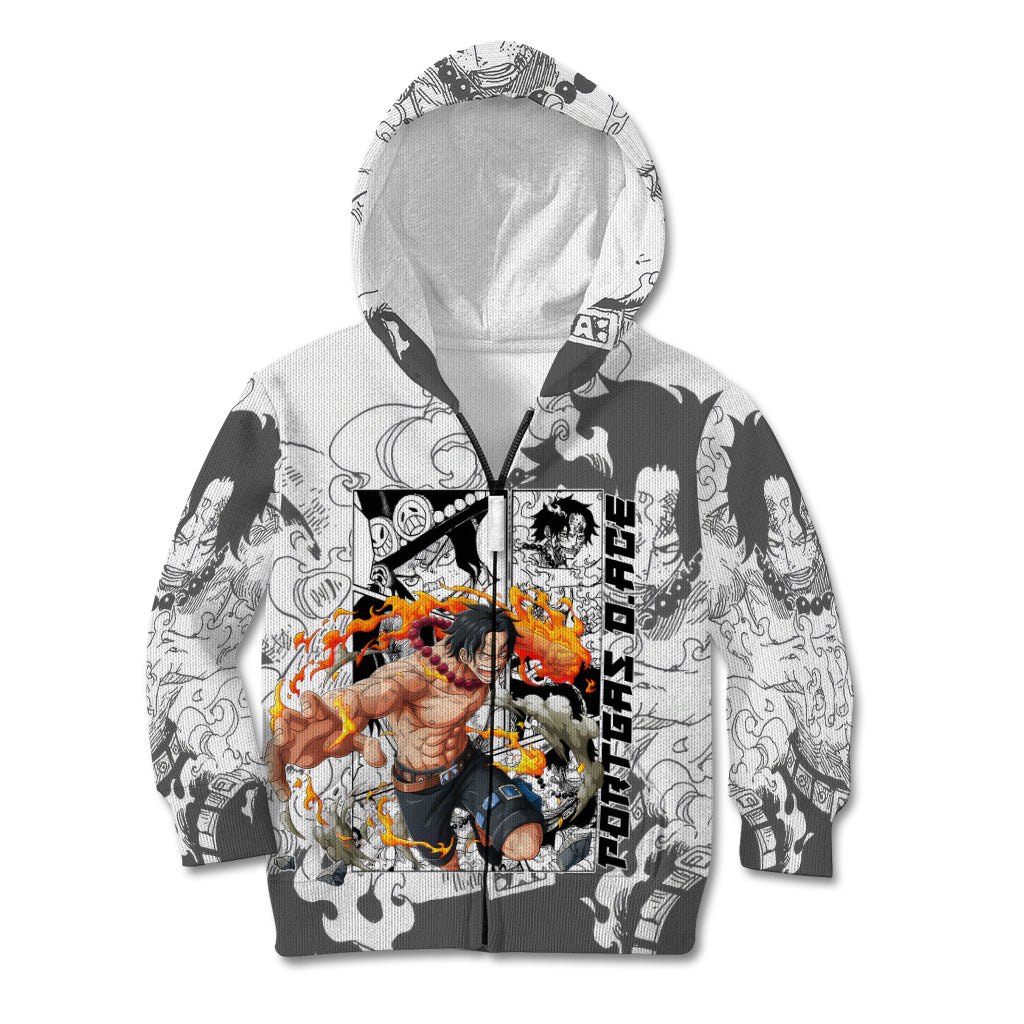 Portgas D.Ace - One Piece Kid Hoodie Anime Mix Manga Style