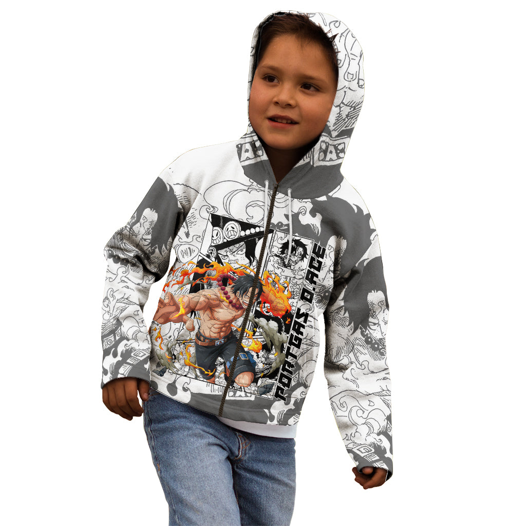 Portgas D.Ace - One Piece Kid Hoodie Anime Mix Manga Style