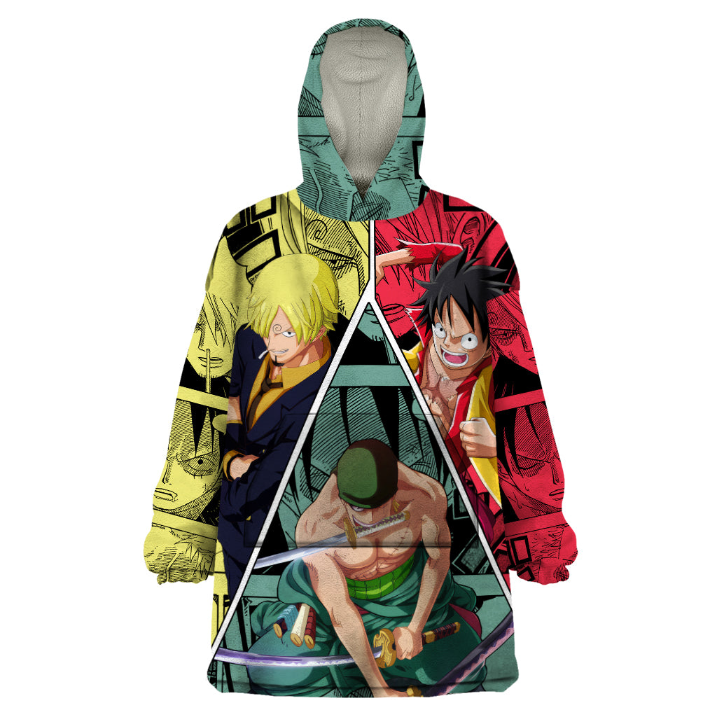 Luffy X Sanji X Zoro - One Piece Wearable Blanket Hoodie Anime Style