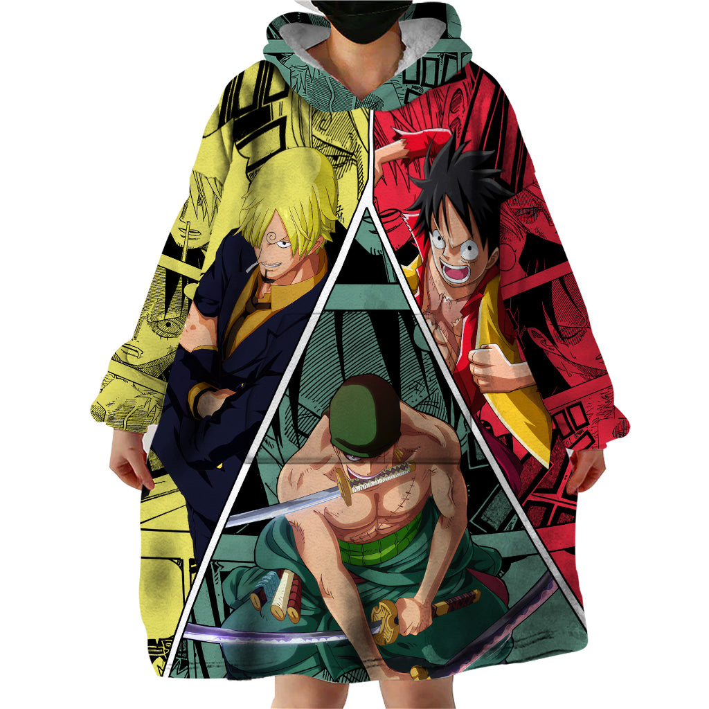 Luffy X Sanji X Zoro - One Piece Wearable Blanket Hoodie Anime Style