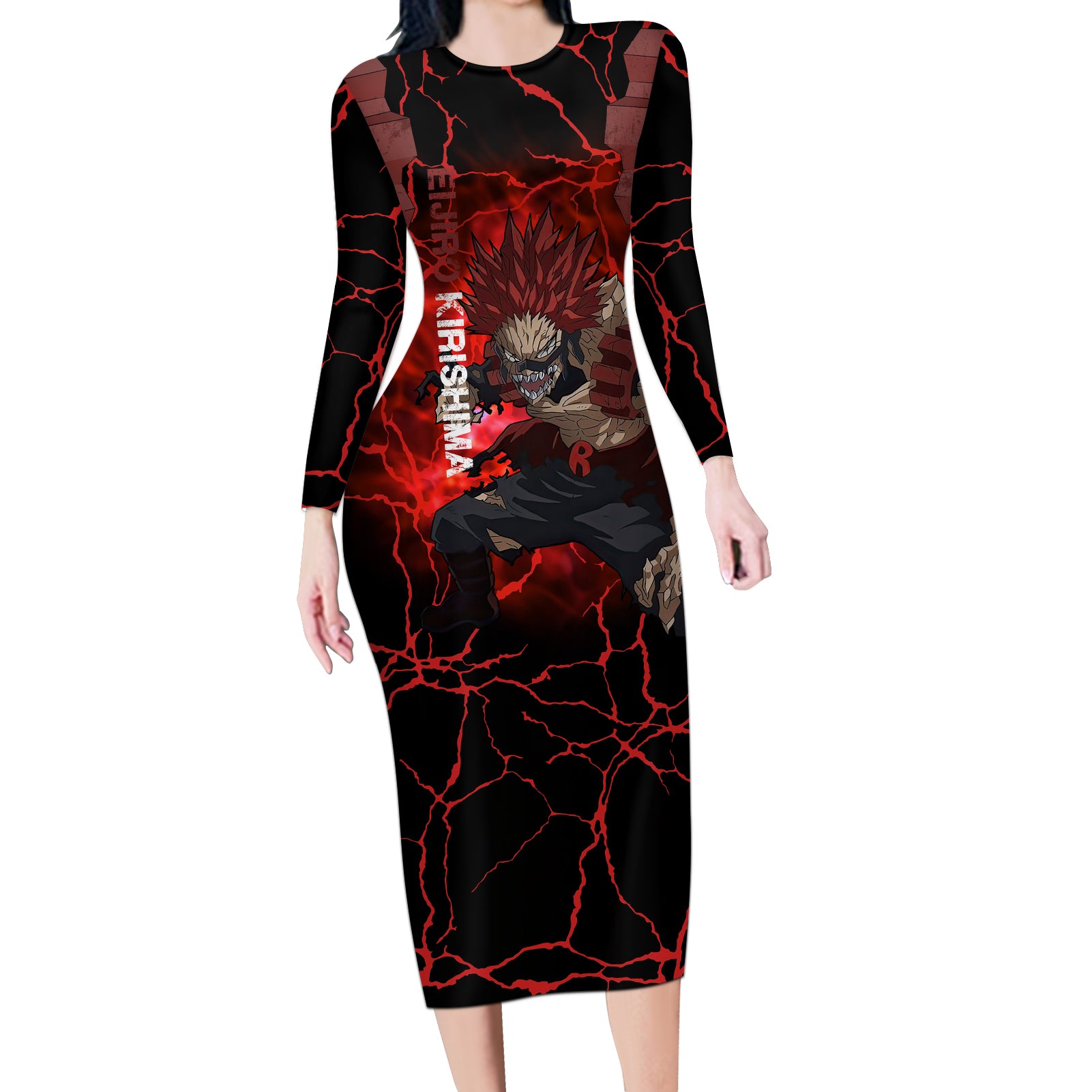 Eijirou Red Riot - My Hero Acacdemia Long Sleeve Bodycon Dress Anime Style