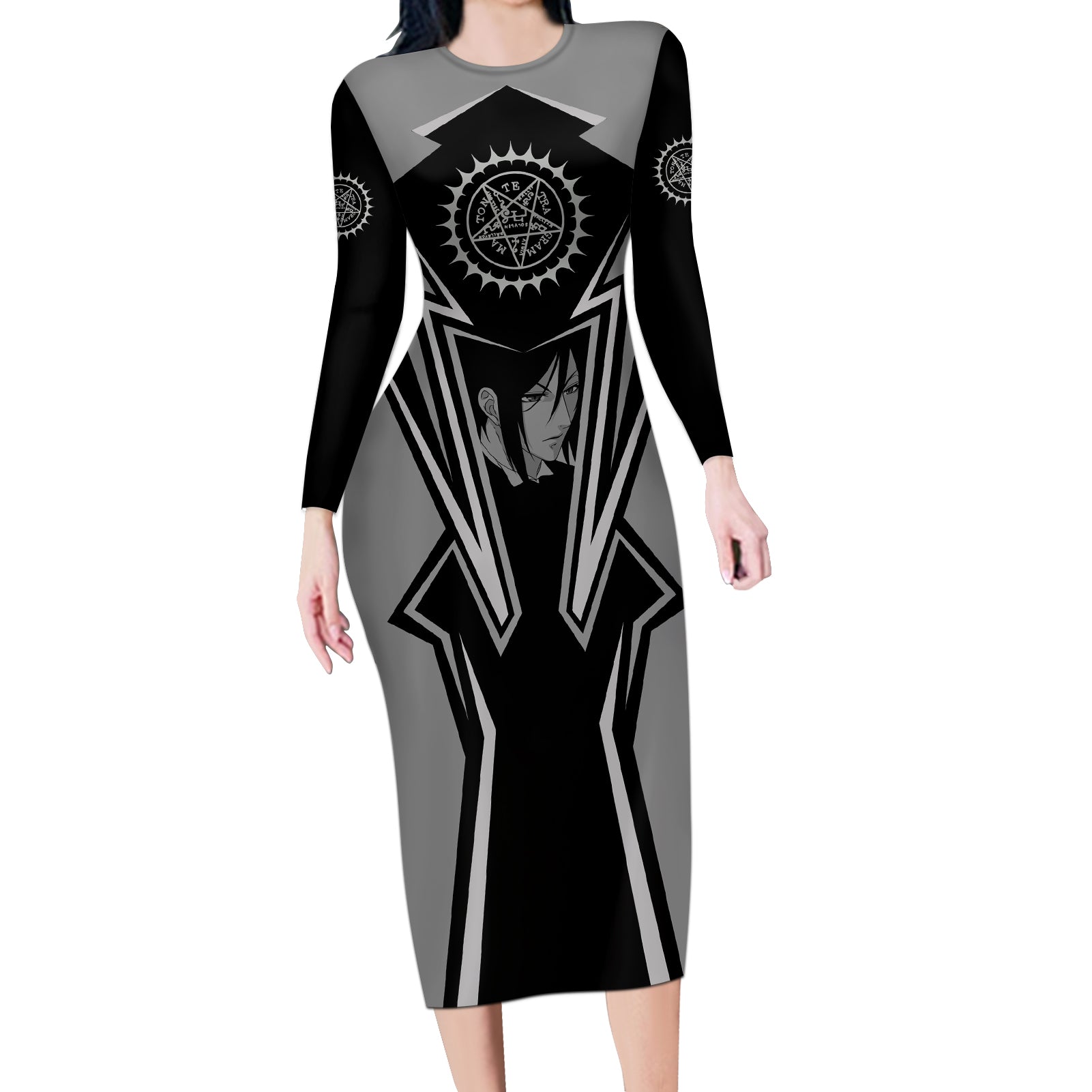 Black Butler Kuroshitsuji Long Sleeve Bodycon Dress Anime Style
