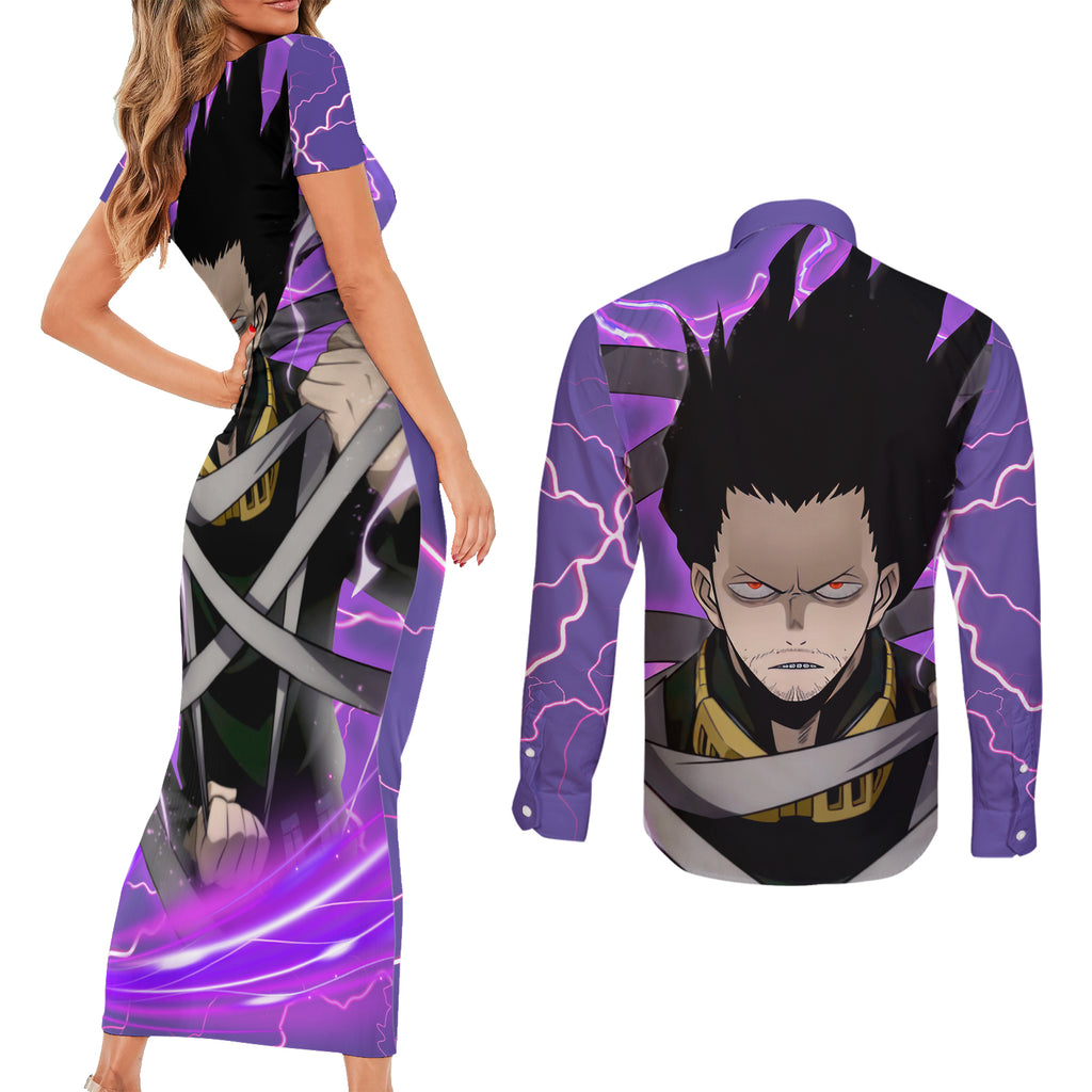 Shouta Aizawa - My Hero  Academia Couples Matching Short Sleeve Bodycon Dress and Long Sleeve Button Shirt Anime Style