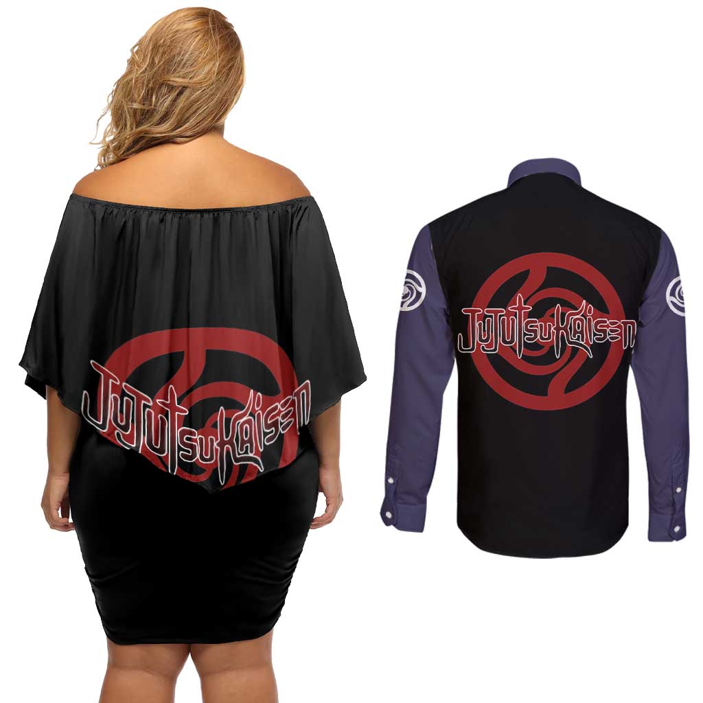 Maki Zenin - Jujusu Kaisen Couples Matching Off Shoulder Short Dress and Long Sleeve Button Shirt Anime Mix Manga Style