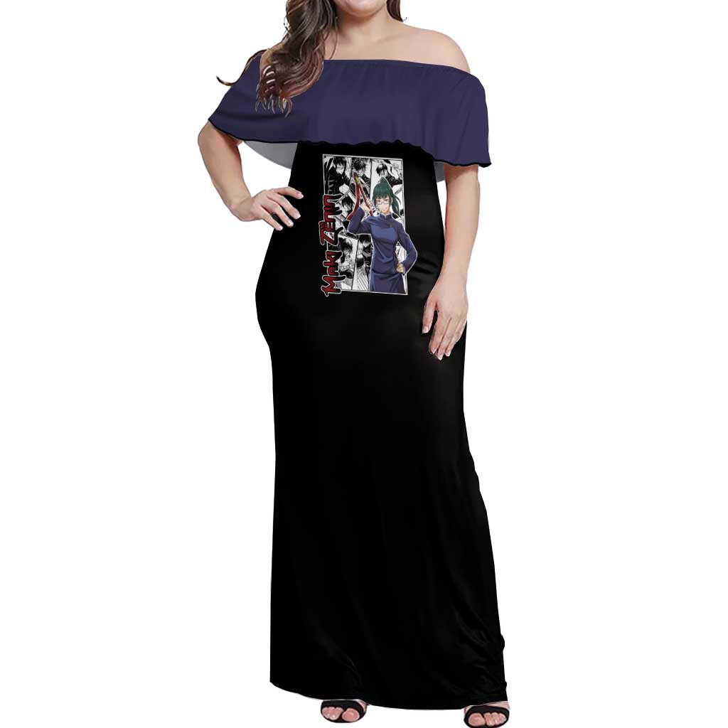 Maki Zenin - Jujusu Kaisen Off Shoulder Maxi Dress Anime Mix Manga Style