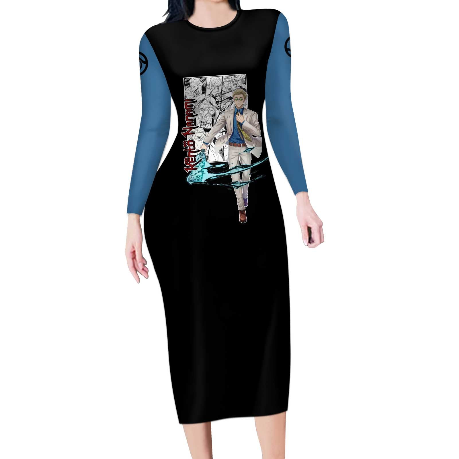 Kento Nanami - Jujusu Kaisen Long Sleeve Bodycon Dress Anime Mix Manga Style