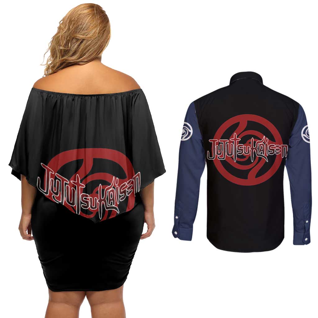 Aoi Todo - Jujutsu Kaisen Couples Matching Off Shoulder Short Dress and Long Sleeve Button Shirt Anime Mix Manga Style
