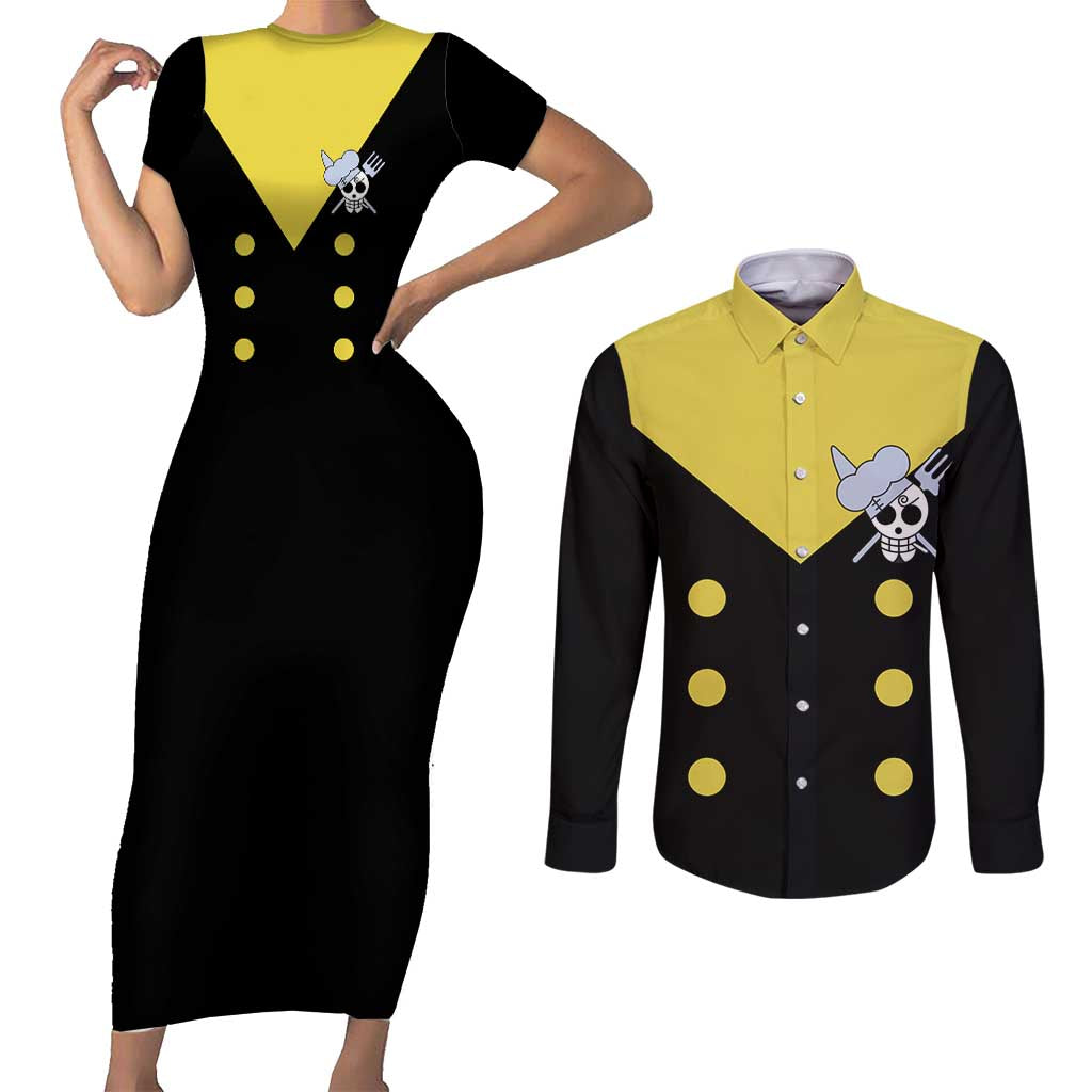 Vinsmoke - Sanji - One Piece Couples Matching Short Sleeve Bodycon Dress and Long Sleeve Button Shirt Anime Uniform Style
