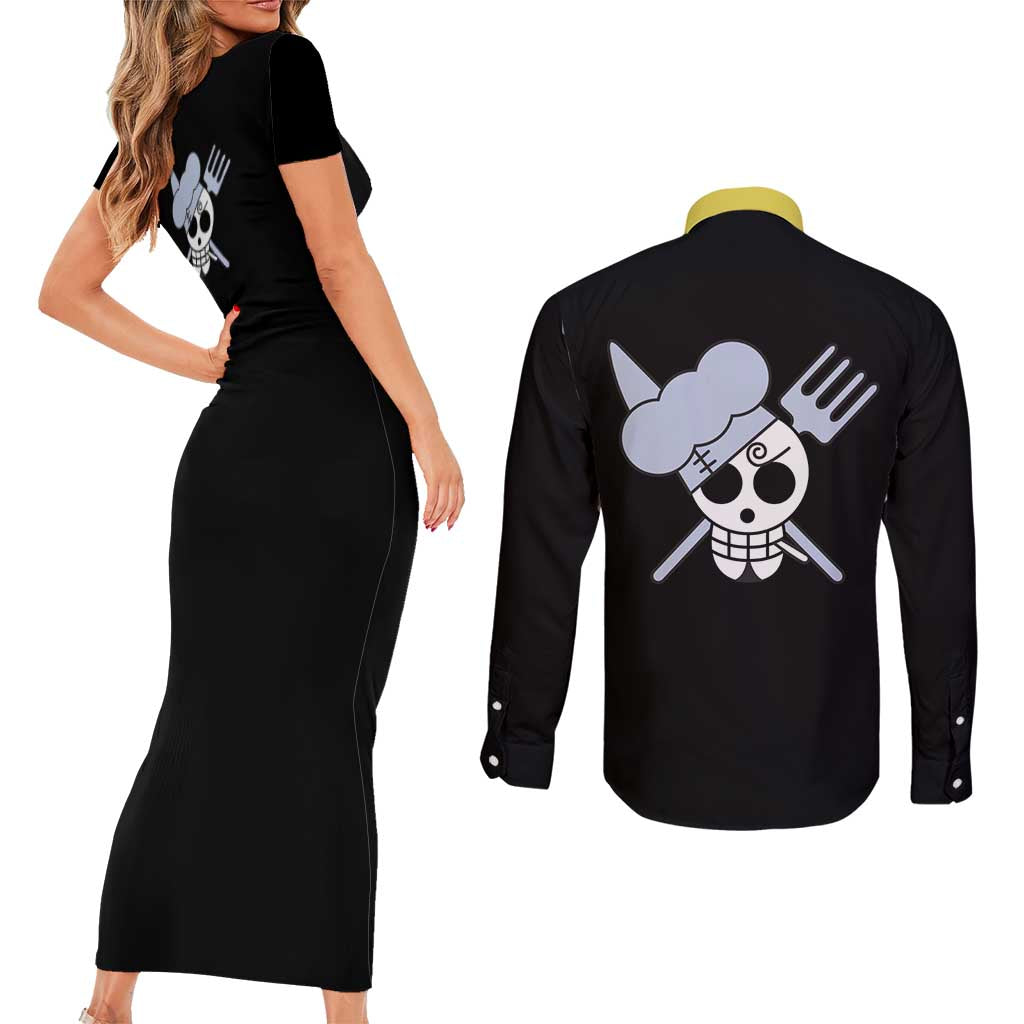 Vinsmoke - Sanji - One Piece Couples Matching Short Sleeve Bodycon Dress and Long Sleeve Button Shirt Anime Uniform Style