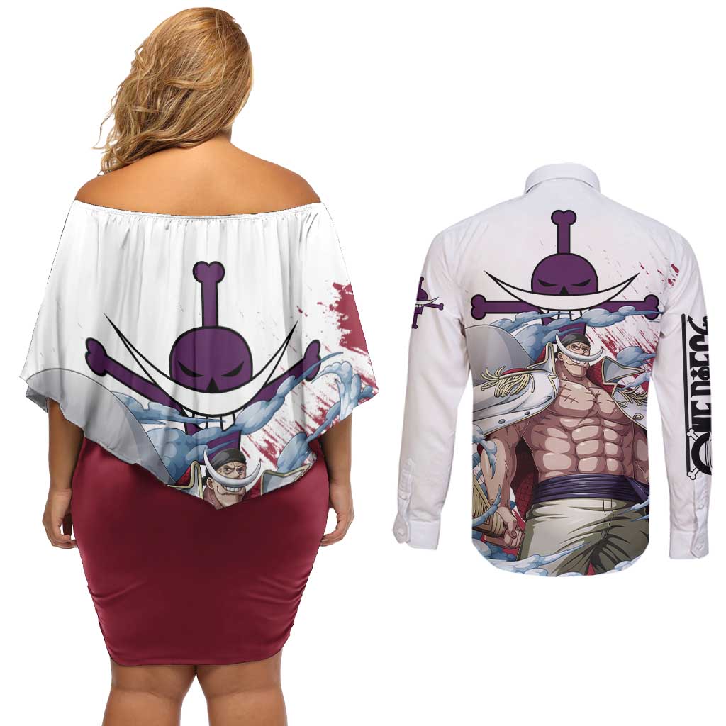 Edward Newgate - One Piece Couples Matching Off Shoulder Short Dress and Long Sleeve Button Shirt Anime Style