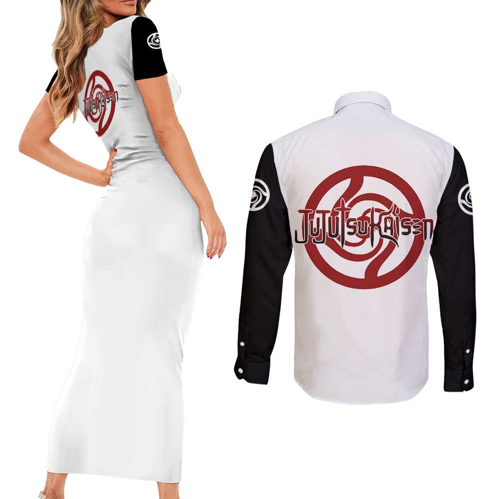 Panda - Jujutsu Kaisen Couples Matching Short Sleeve Bodycon Dress and Long Sleeve Button Shirt Anime Mix Manga Style
