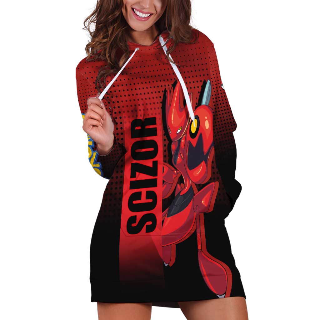 Scizor from Poké Hoodie Dress with Bug Type Ability and Battle Ready Pose Design - The Mazicc