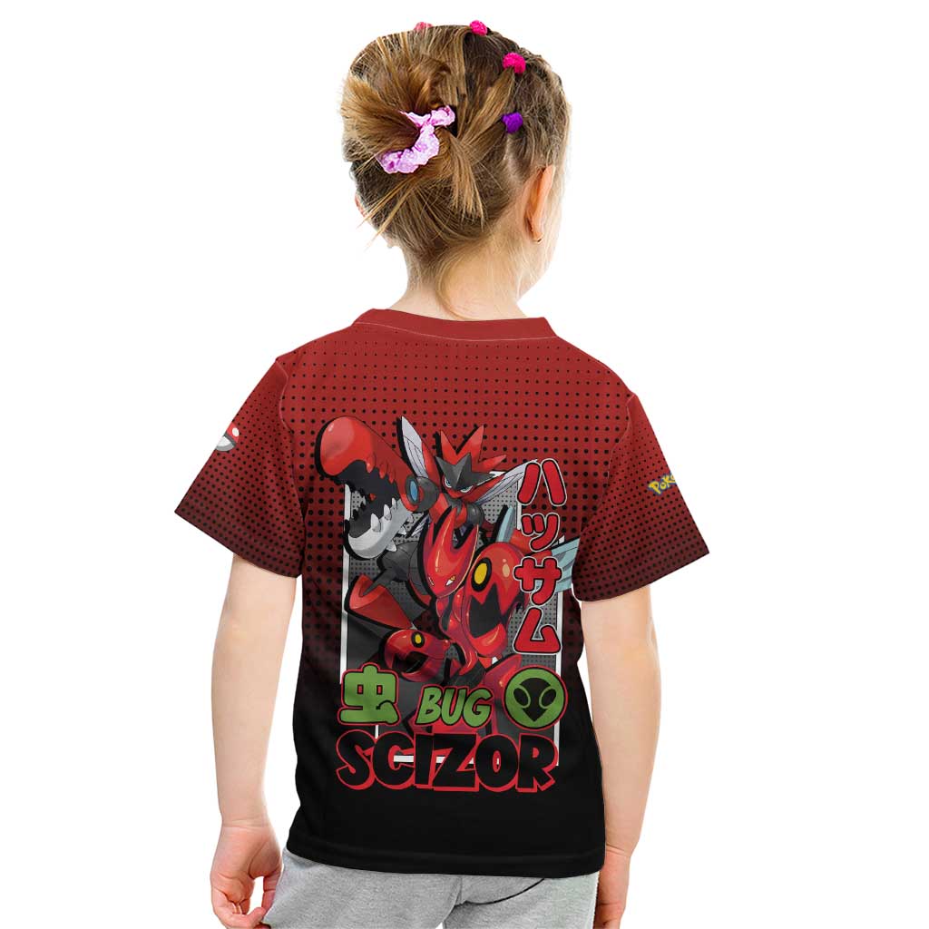 Scizor from Poké Kid T Shirt with Bug Type Ability and Battle Ready Pose Design - The Mazicc