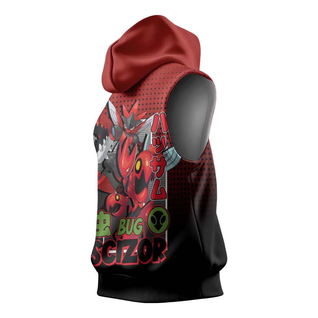 Scizor from Poké Sleeveless Hoodie with Bug Type Ability and Battle Ready Pose Design - The Mazicc