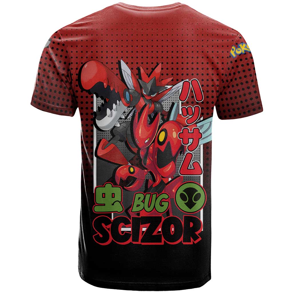 Scizor from Poké T Shirt with Bug Type Ability and Battle Ready Pose Design - The Mazicc