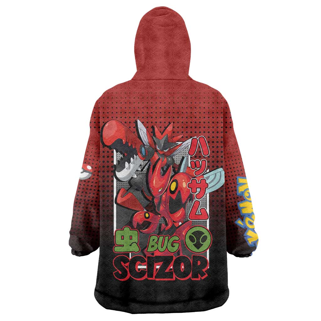 Scizor from Poké Wearable Blanket Hoodie with Bug Type Ability and Battle Ready Pose Design - The Mazicc