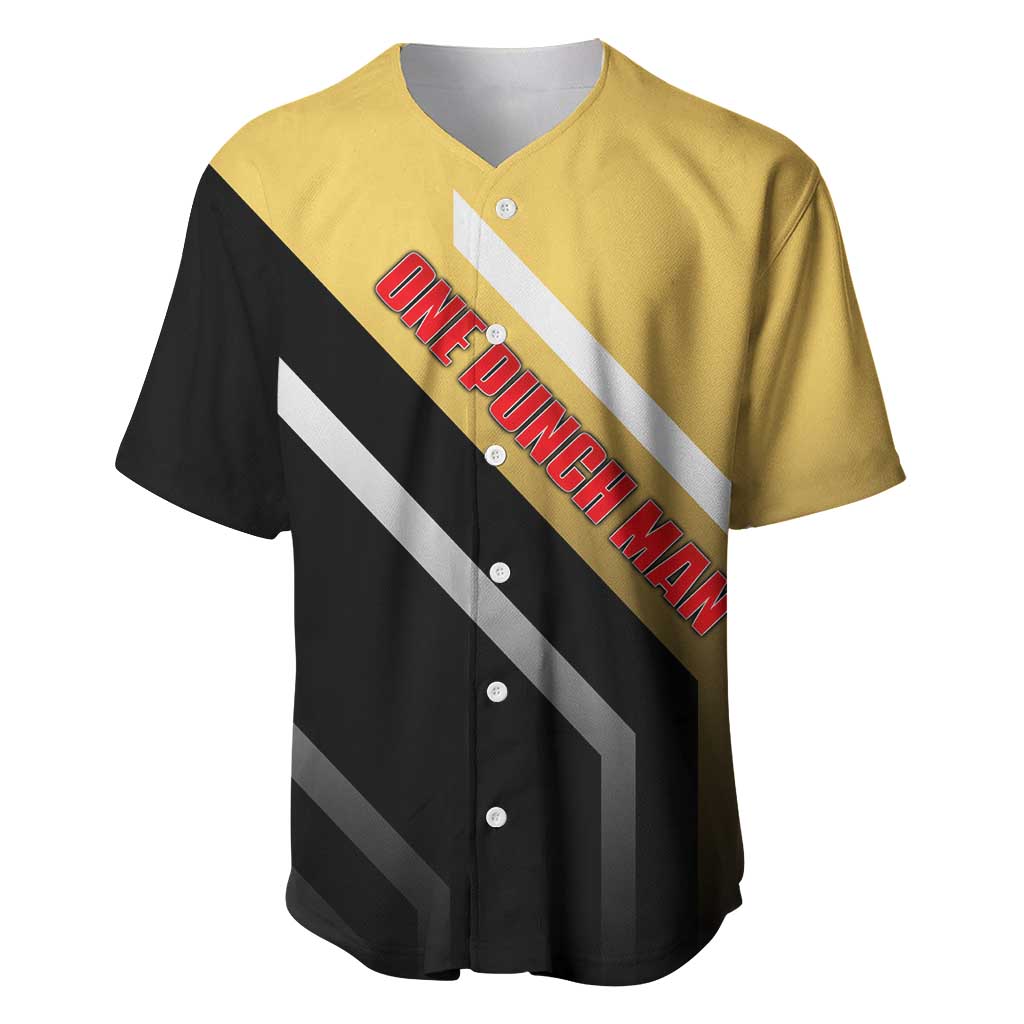 Saitama One Punch Man Baseball Jersey with Bold Expression and Simple Powerful Design - The Mazicc