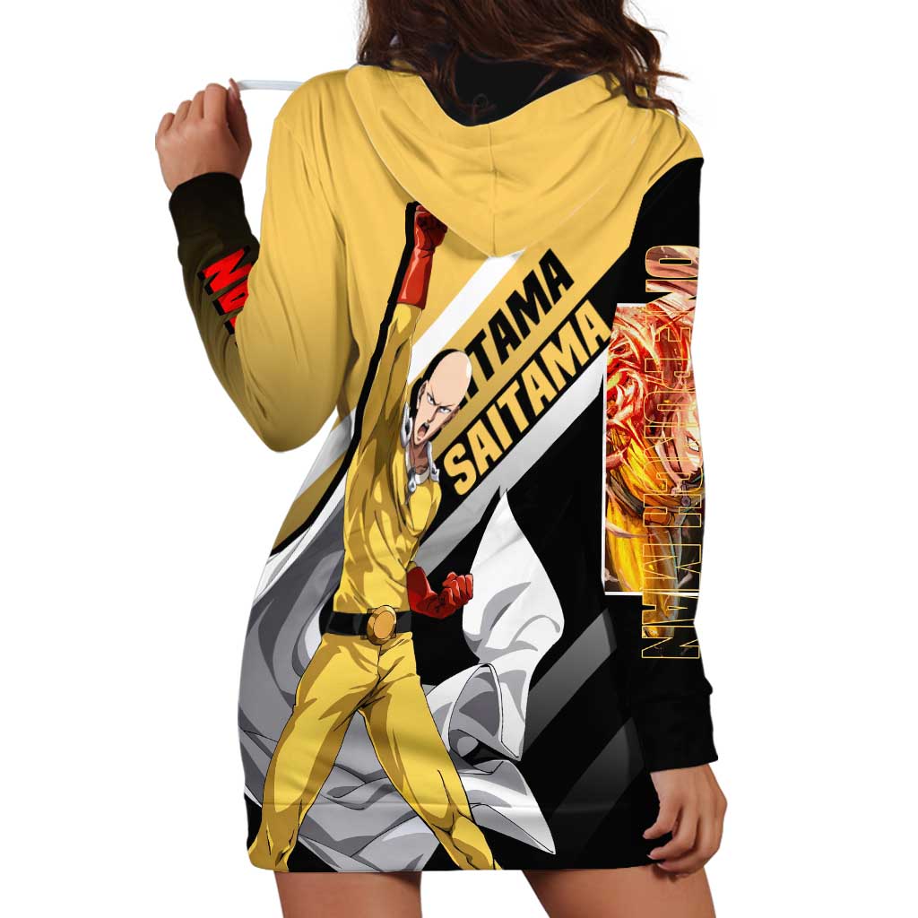 Saitama One Punch Man Hoodie Dress with Bold Expression and Simple Powerful Design - The Mazicc