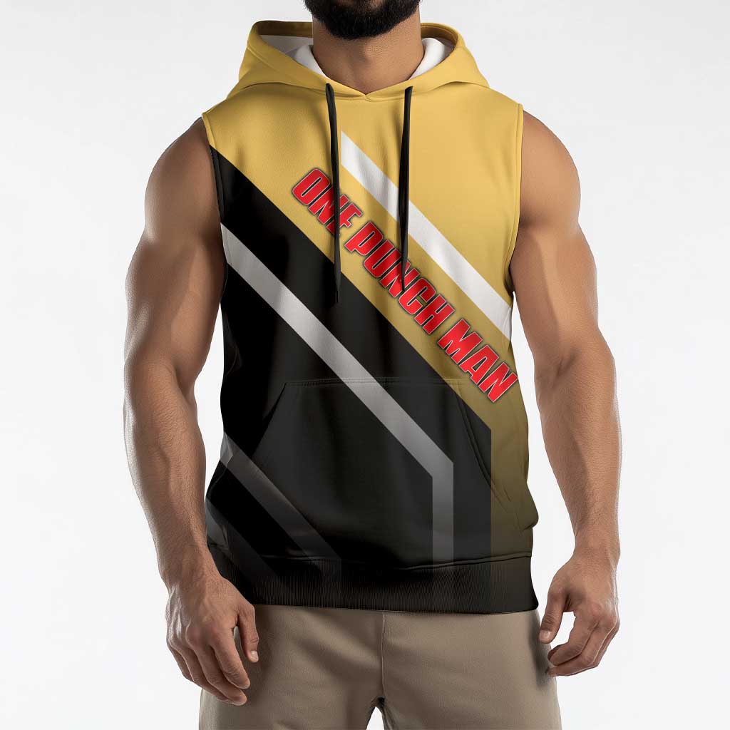Saitama One Punch Man Sleeveless Hoodie with Bold Expression and Simple Powerful Design - The Mazicc