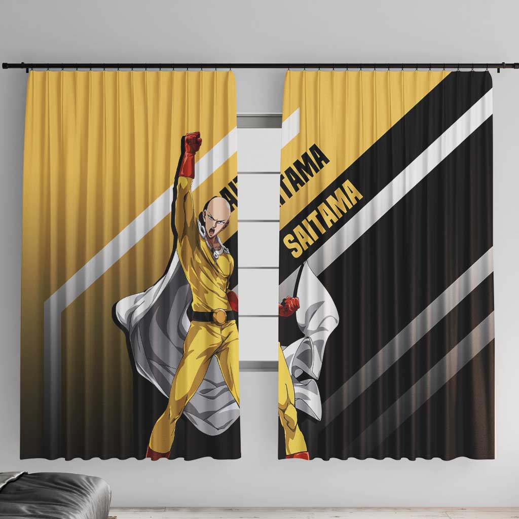 Saitama One Punch Man Window Curtain with Bold Expression and Simple Powerful Design - The Mazicc