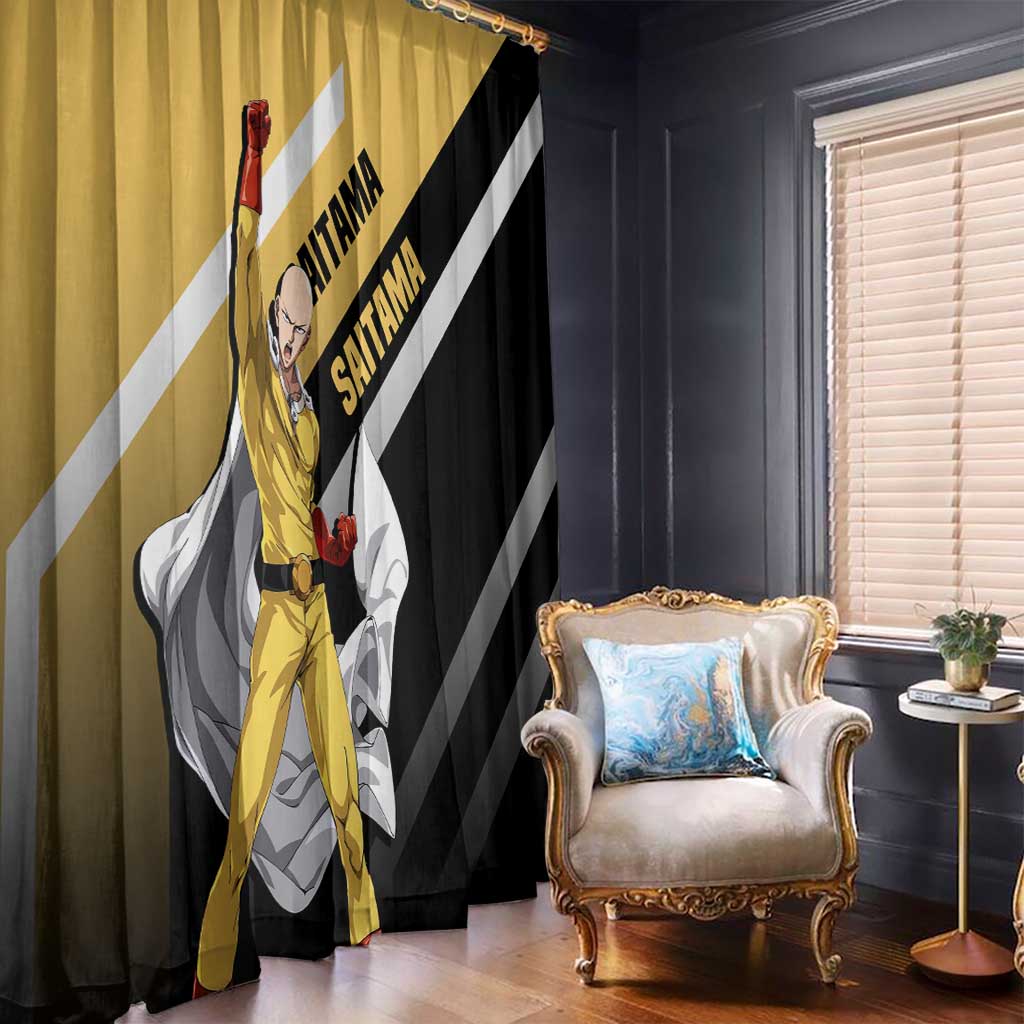 Saitama One Punch Man Window Curtain with Bold Expression and Simple Powerful Design - The Mazicc