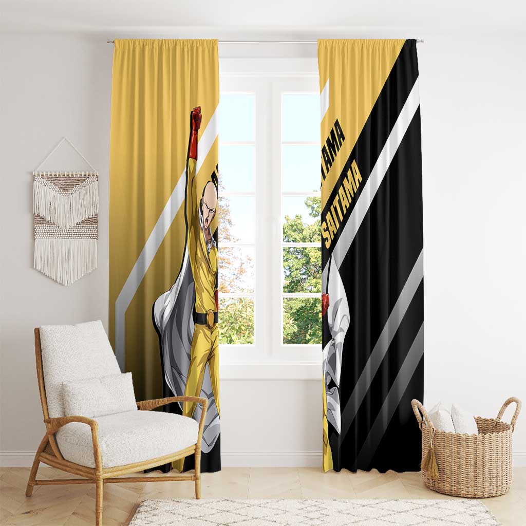 Saitama One Punch Man Window Curtain with Bold Expression and Simple Powerful Design - The Mazicc