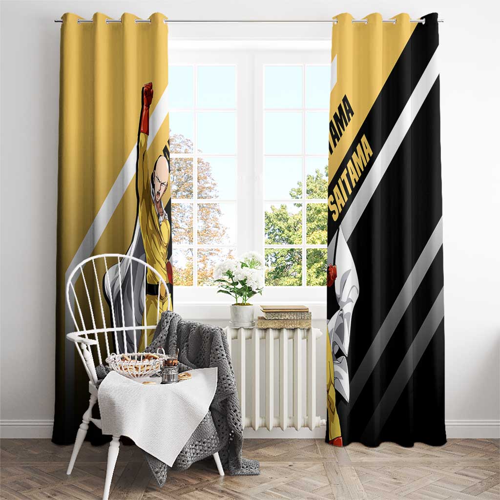 Saitama One Punch Man Window Curtain with Bold Expression and Simple Powerful Design - The Mazicc