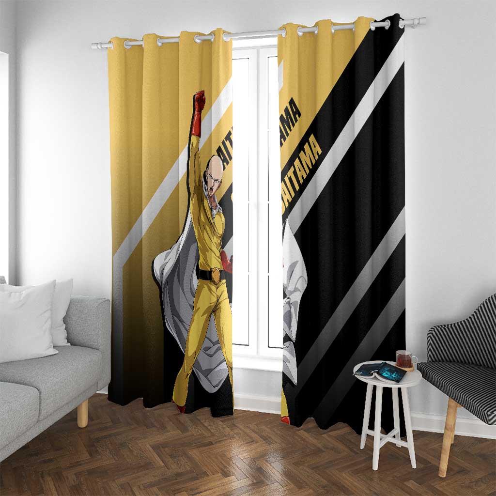 Saitama One Punch Man Window Curtain with Bold Expression and Simple Powerful Design - The Mazicc