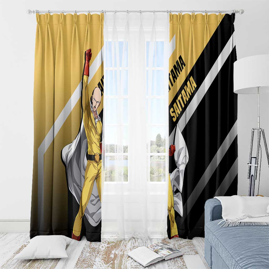 Saitama One Punch Man Window Curtain with Bold Expression and Simple Powerful Design - The Mazicc