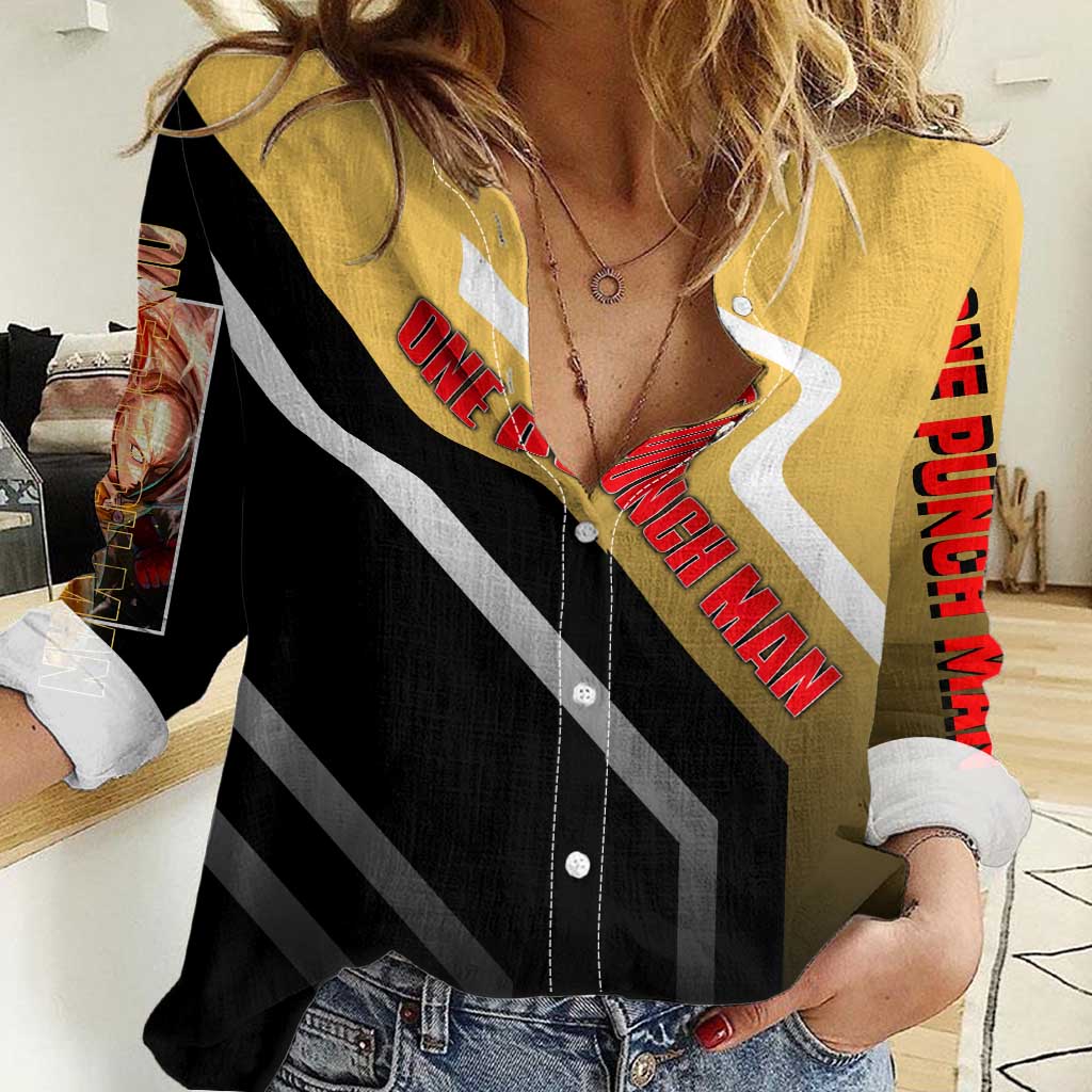Saitama One Punch Man Women Casual Shirt with Bold Expression and Simple Powerful Design - The Mazicc