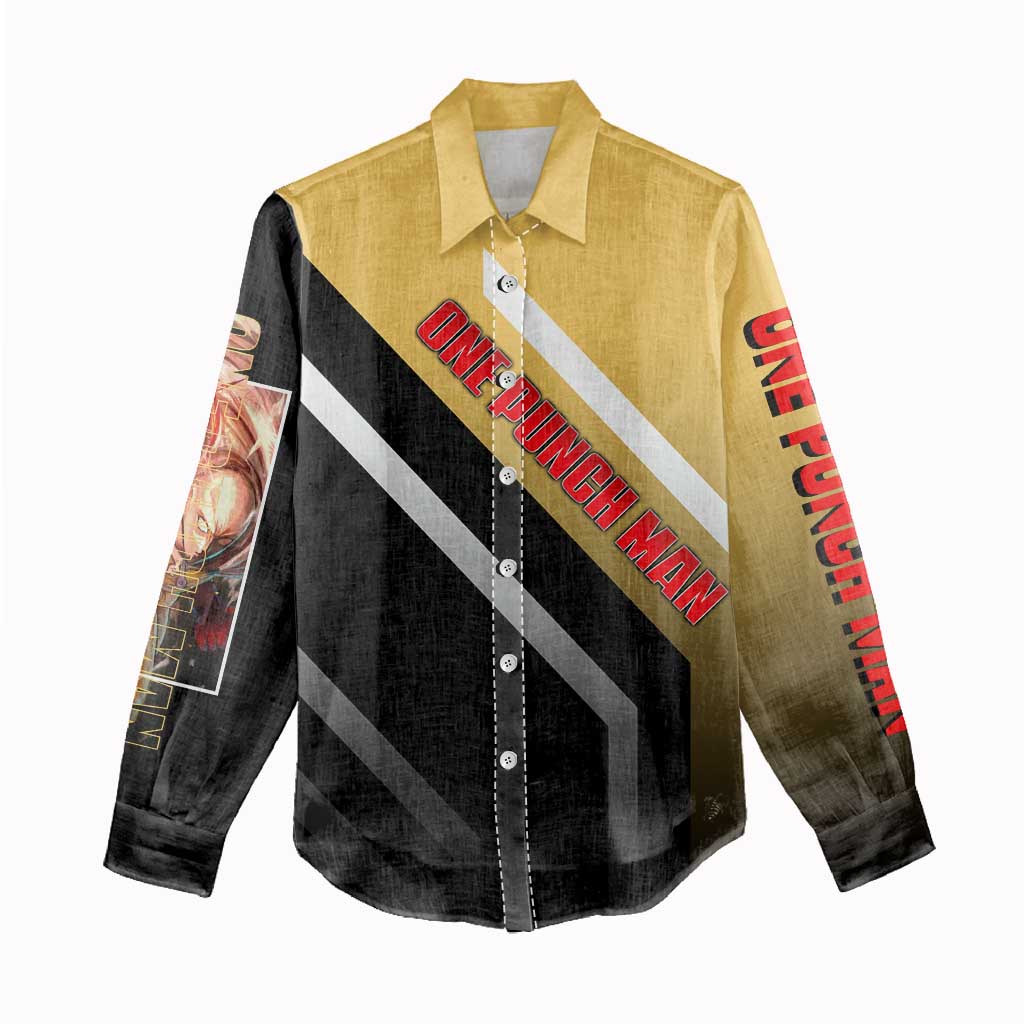 Saitama One Punch Man Women Casual Shirt with Bold Expression and Simple Powerful Design - The Mazicc