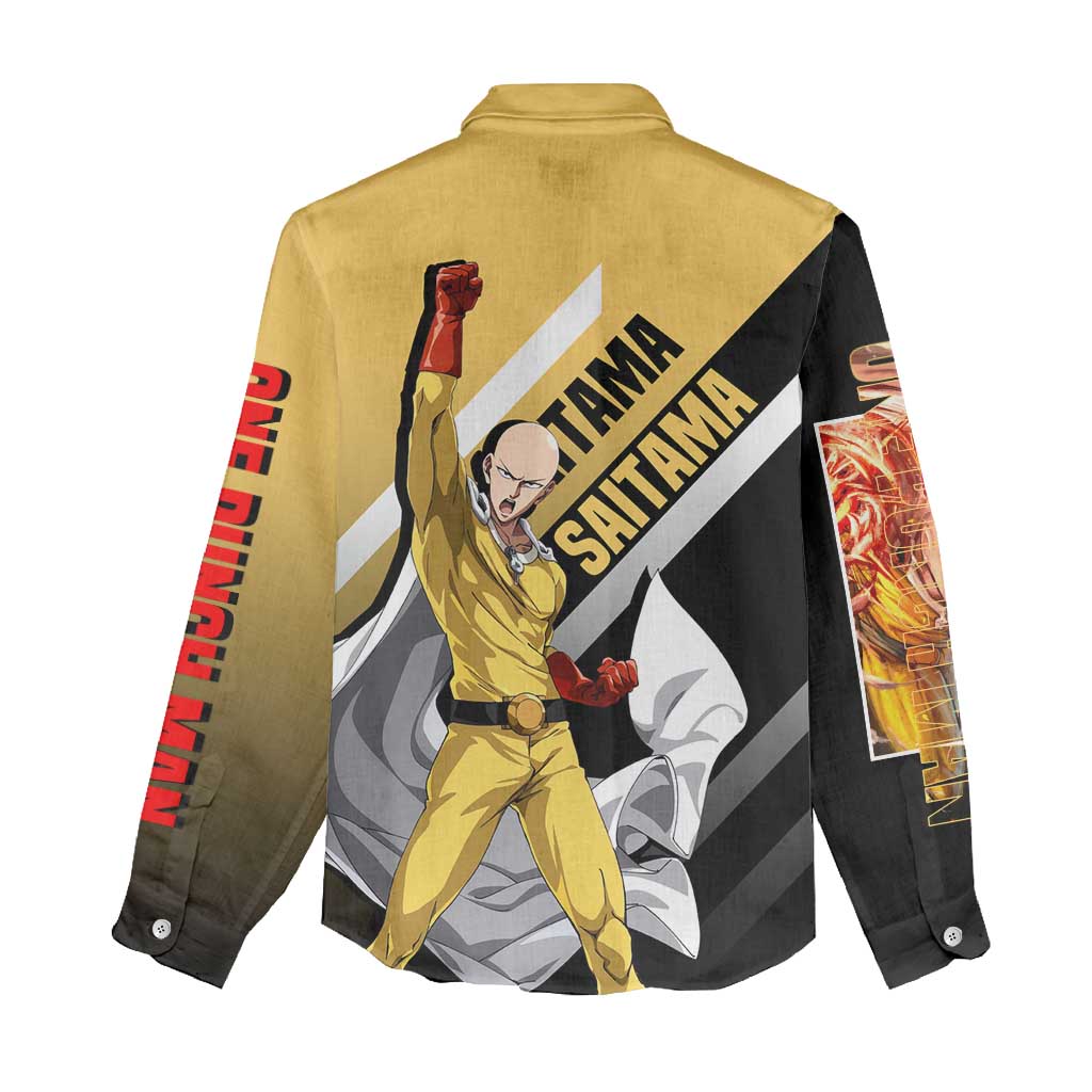 Saitama One Punch Man Women Casual Shirt with Bold Expression and Simple Powerful Design - The Mazicc