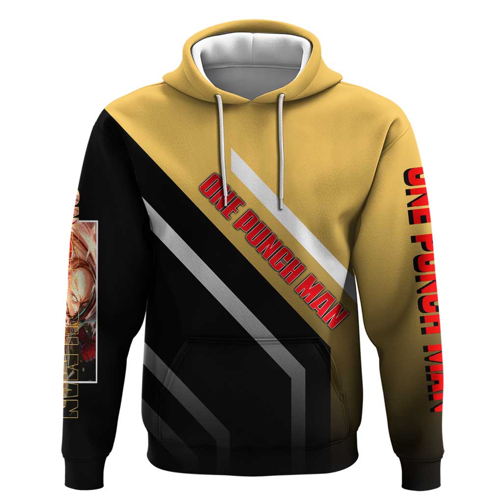 Saitama One Punch Man Zip Hoodie with Bold Expression and Simple Powerful Design - The Mazicc