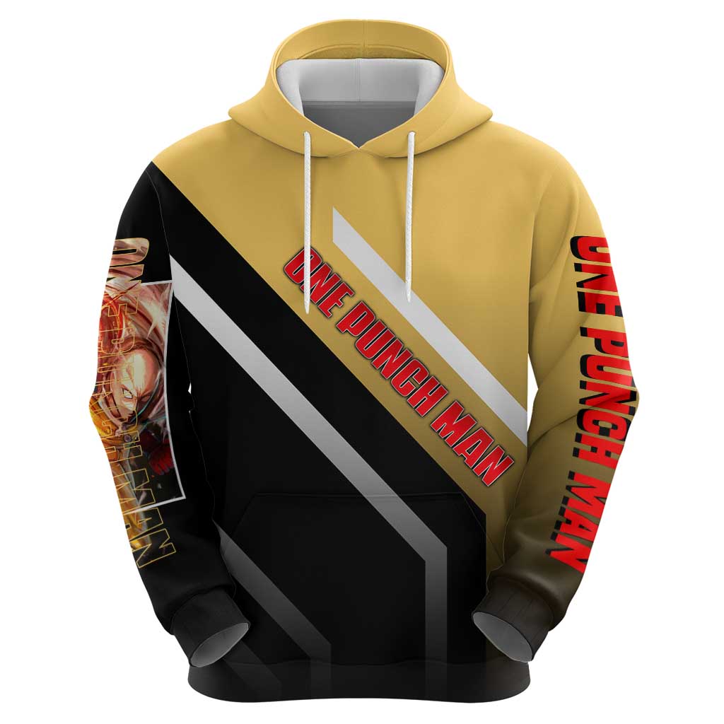 Saitama One Punch Man Zip Hoodie with Bold Expression and Simple Powerful Design - The Mazicc
